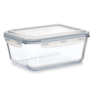 large glass food storage container - baking containers with hinged locking lids. 100% leak proof. 12 cups / 3000 ml