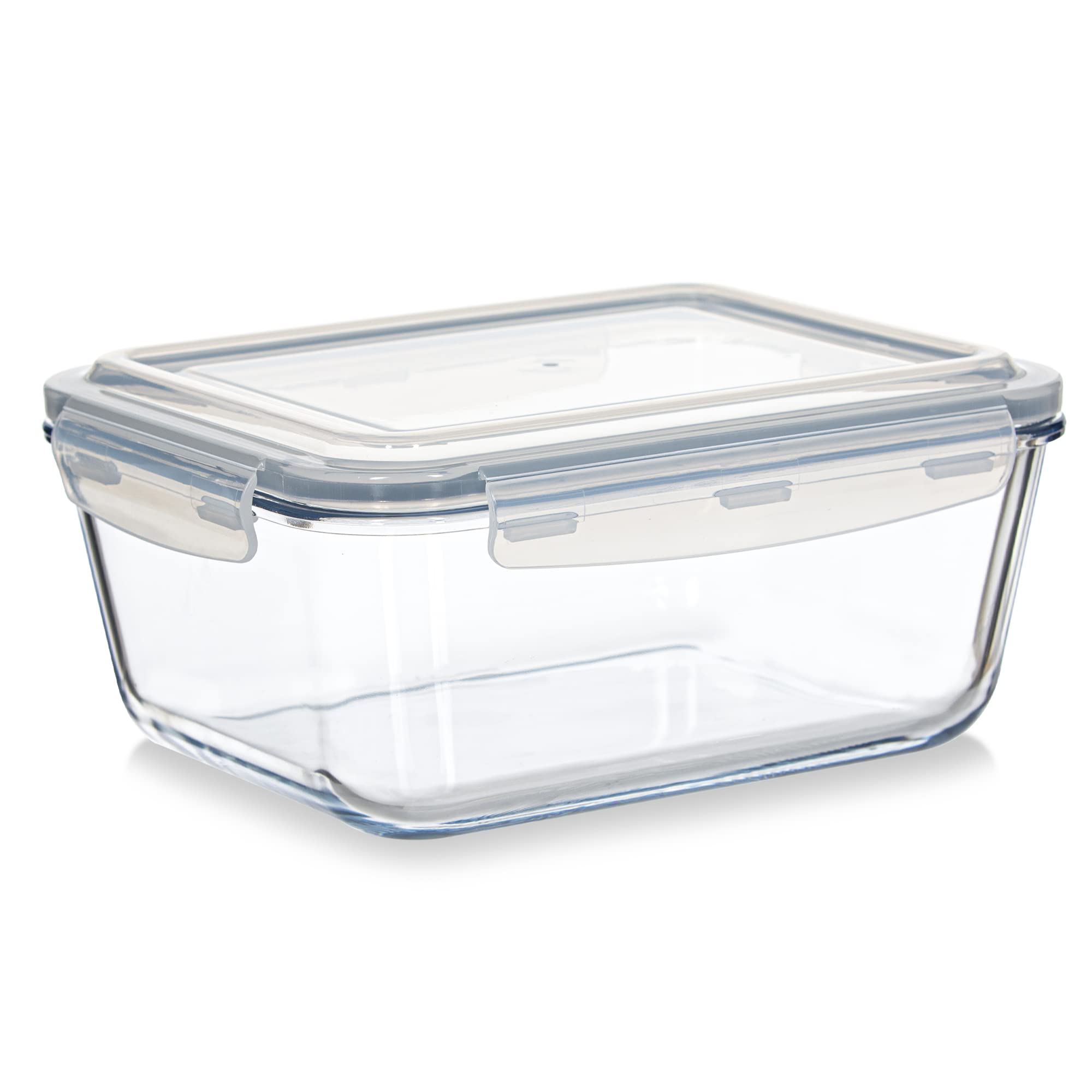 Large Glass Food Storage Container - Baking Containers with Hinged Locking Lids. 100% Leak Proof. 12 Cups / 3000 ml