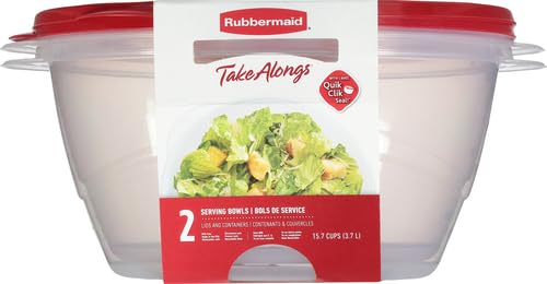 Rubbermaid TakeAlongs Serving Bowl Food Storage Containers, 15.7 Cup, Tint Chili, 2 Count