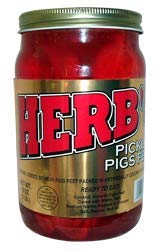 herb's pickled pigs feet 16 oz quart size container