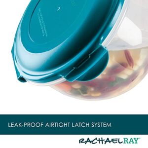 Rachael Ray Leak-Proof Nestable Container Food Storage Bin Set, 10-Piece, Clear with Teal Lids