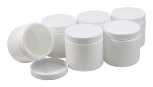 pinnacle mercantile plastic containers with screw on lids 16 oz quart hot or cold freezable food ice cream jars white bpa free set of 6