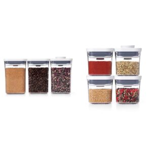 oxo good grips pop container set (3-pc small square + 4-pc mini)