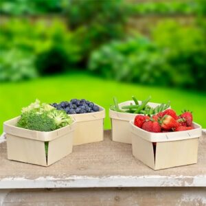 Cornucopia Quart Wooden Berry Baskets (8-Pack); 5.75-Inch Square Vented Wood Boxes for Fruit Picking, Easter or Arts & Crafts