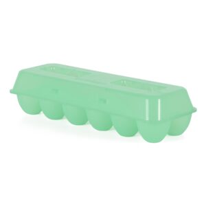 tuff stuff ts-ets12 reusable carrier washable storage container empty plastic chicken egg carton tray with lid, 12 eggs, green