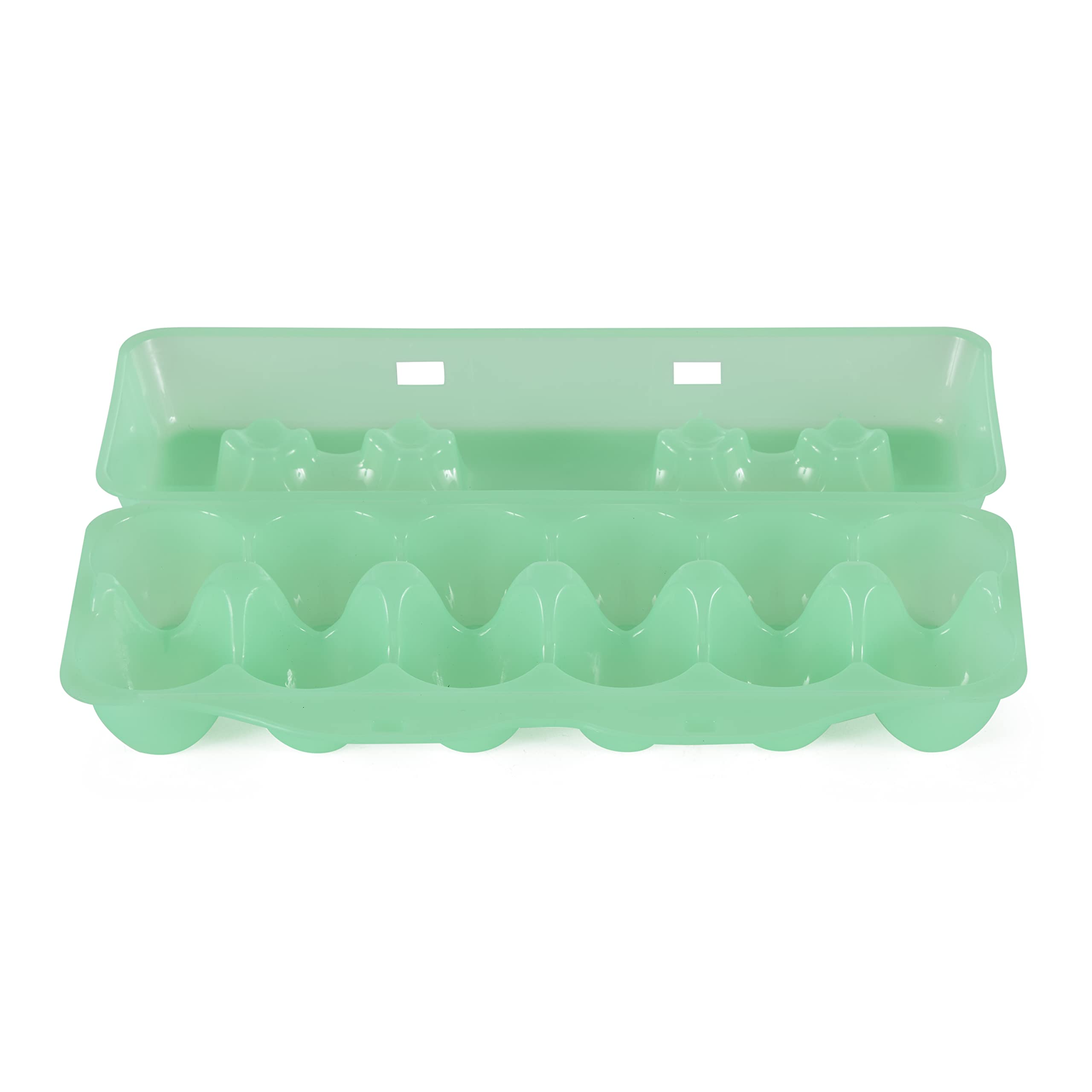 Tuff Stuff TS-ETS12 Reusable Carrier Washable Storage Container Empty Plastic Chicken Egg Carton Tray with Lid, 12 Eggs, Green