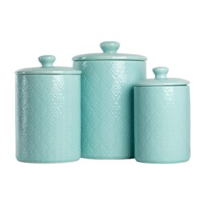 10 strawberry street kitchen canister, 3 piece set, marquis blue