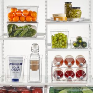 mDesign Plastic Kitchen Refrigerator Produce Storage Organizer Bin with Open Vents for Air Circulation - Food Container for Fruit, Vegetables, Lettuce, Cheese, Fresh Herbs, Snacks - S, 4 Pack - Clear