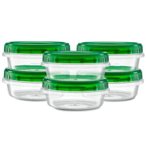 elegant disposables (8 ounce 10 pack) twist cap containers clear bottom with green top screw on lids twist top food storage freezer containers