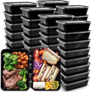 meal prep containers with lids reusable food prep storage containers to-go container plastic lunch box disposable bento box 24oz- microwave, freezers & dishwashers safe, 50 set