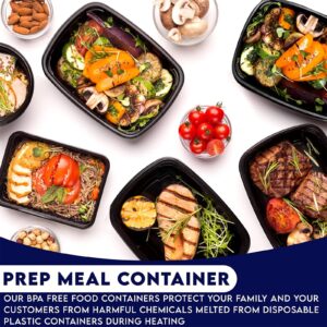 Meal Prep Containers with Lids Reusable Food Prep Storage Containers TO-GO Container Plastic Lunch Box Disposable Bento Box 24oz- Microwave, Freezers & Dishwashers Safe, 50 Set