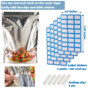 100-Pack Reclosable Small Mylar Bags for Food Storage 4" x 6" Stand Up Ziplock Pouch Bags in Bulk Resealable Smell Proof Aluminum Silver Foil Bags with Clear Window Kitchen Storage Edible Packaging