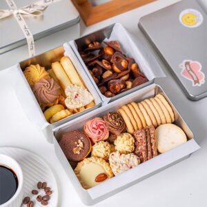 Empty Metal Tins Box with Lid,6 Pack Stainless steel Tins Cans Storage Container for Treats, Gifts, Candle, Favors and Crafts, Silver (7 x 4.3 x 1.57 Inches)