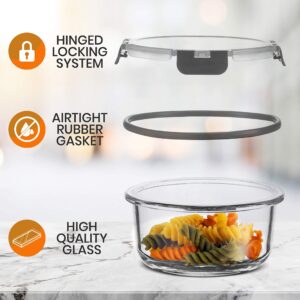 NutriChef 24-Piece Glass Food Storage Containers - Stackable Superior Glass Meal-prep Containers w/Newly Innovated Hinged BPA-Free 100% Leakproof Locking Lids - Freezer-to-Oven-Safe NCGLGY.5 (Gray)