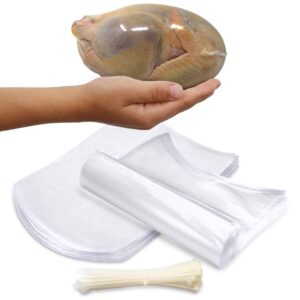 poultry shrink bags - clear 13" x 18" chickens or rabbits - w/zip ties included / 2.5 mil/freezer safe commercial grade bpa bps free (25)