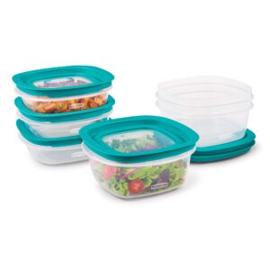 rubbermaid easyfindlids with press & lock leak proof lids food storage set, meal prep containers, 12 piece, clear