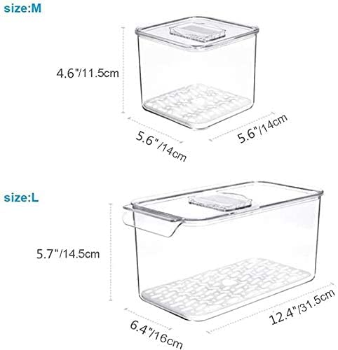 SANNO Produce Saver Containers for Refrigerator, Containers Produce Saver Produce - Stackable Refrigerator Kitchen Organizer Keeper Bin, with Removable Drain Tray,set of 6