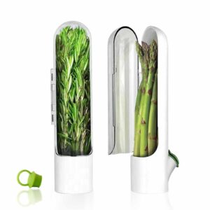 cilantro containers for refrigerator, 2pcs fresh herb keeper, herb saver best keeper for freshest produce, clear herb storage container glass for 2-3 weeks for cilantro, mint, parsley, asparagus