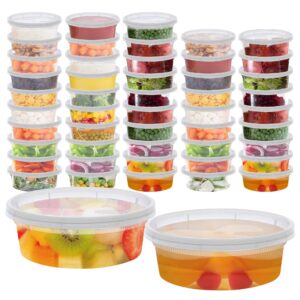 deli containers with lids – non-bpa plastic containers – 60pcs plastic storage containers for food storage – thick and durable storage containers – airtight meal prep container (clear 8oz)