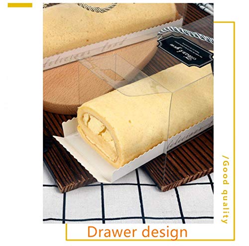 Set of 30 Rectangular portable pastry packaging box/Clear mousse Cake Box Swiss Roll Container/Sandwich Muffin Cheese Pastry Dessert Sushi Fruits Display Food Storage Holder (Gold,7.3"x2.6"x2.6")