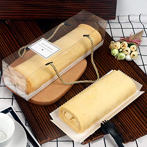 Set of 30 Rectangular portable pastry packaging box/Clear mousse Cake Box Swiss Roll Container/Sandwich Muffin Cheese Pastry Dessert Sushi Fruits Display Food Storage Holder (Gold,7.3"x2.6"x2.6")