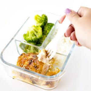 Glass Meal Prep Containers - 4-Pack 35 Oz. 3 Compartment Bento Box Lunch Containers | Bento Lunch Box Portion Control Containers | 3 Compartment Food Containers