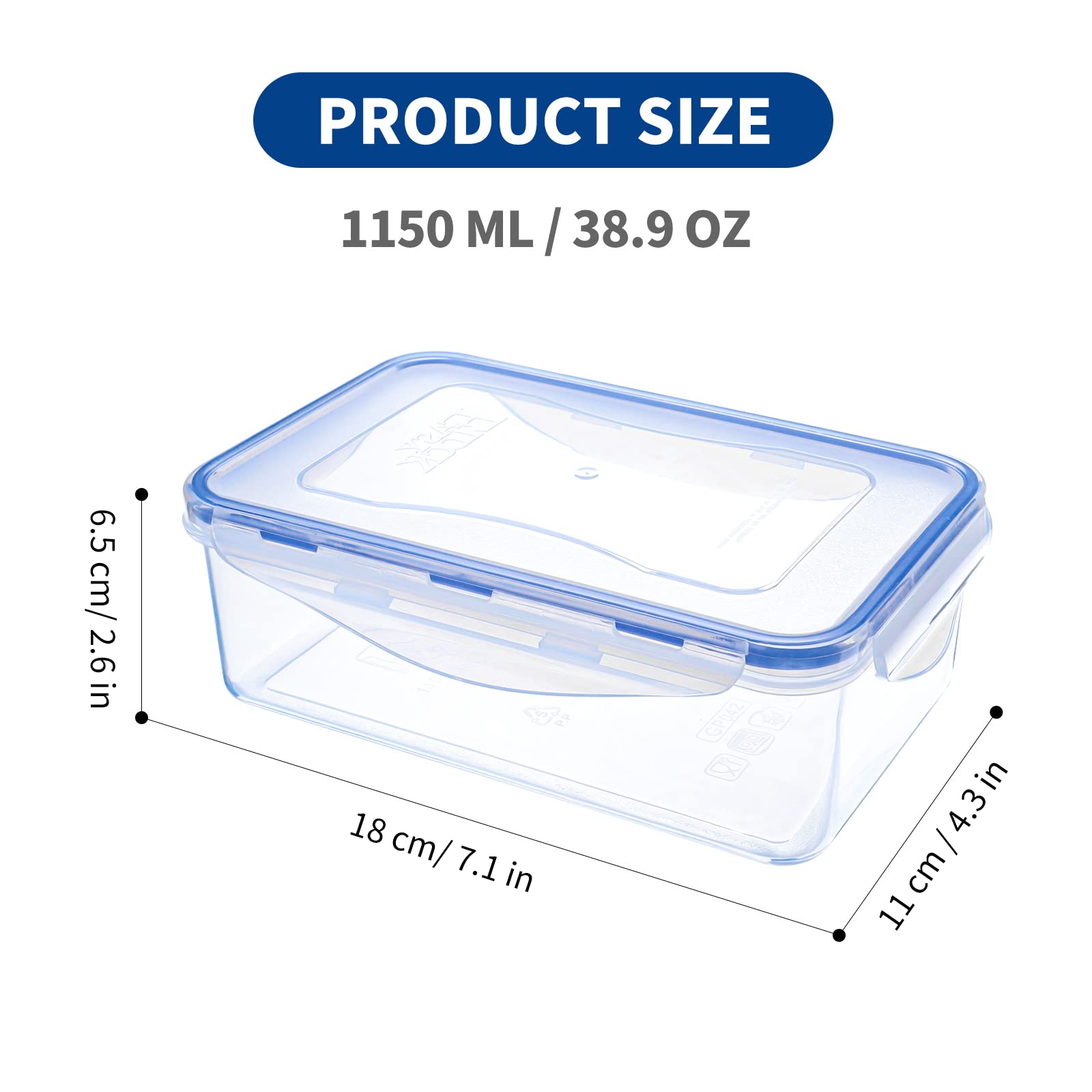 KIGI [2 PACK] 38.9 OZ Food Storage Containers with Lids Rectangular Leak-Proof Bento Box Airtight Meal Prep Containers,BPA FREE,Microwave Safe