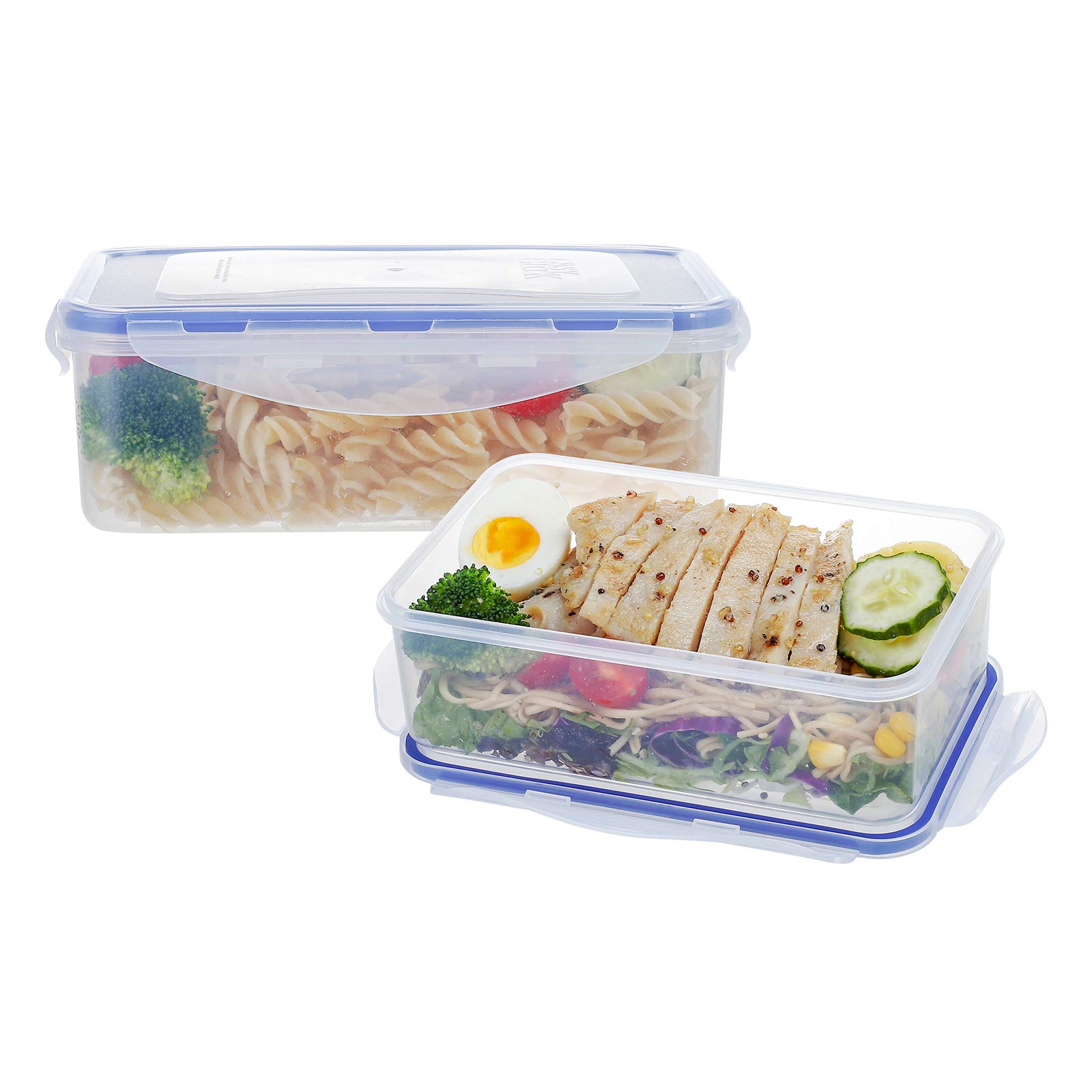 KIGI [2 PACK] 38.9 OZ Food Storage Containers with Lids Rectangular Leak-Proof Bento Box Airtight Meal Prep Containers,BPA FREE,Microwave Safe