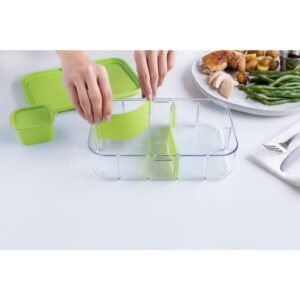 PackIt Flex Bento Food Storage Container, Lime Punch, Shatterproof Crystal Clear Base, with Leak-resistant Lid, Flexible Dividers, Microwavable, Dishwasher Safe, Perfect for Customizing Lunch