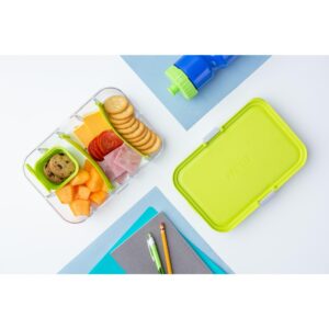 PackIt Flex Bento Food Storage Container, Lime Punch, Shatterproof Crystal Clear Base, with Leak-resistant Lid, Flexible Dividers, Microwavable, Dishwasher Safe, Perfect for Customizing Lunch