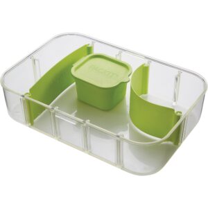 PackIt Flex Bento Food Storage Container, Lime Punch, Shatterproof Crystal Clear Base, with Leak-resistant Lid, Flexible Dividers, Microwavable, Dishwasher Safe, Perfect for Customizing Lunch