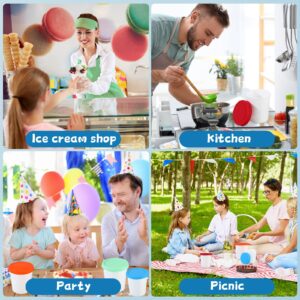 12 Pieces Ice Cream Containers Reusable Homemade Ice Cream Storage Containers with Silicone Lids 1 Quart 8.5 oz 6 oz Plastic Ice Cream Tub Assorted Freezer Storage Tubs for Yogurt Sorbet Gelato