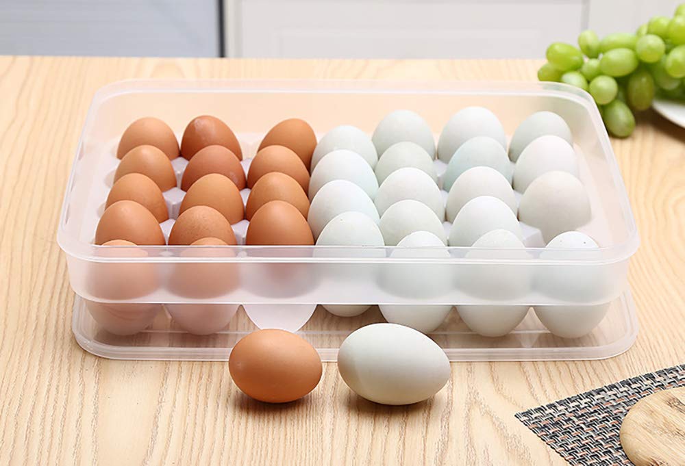 AFXOBO 34 Grid Egg Storage Box Food Container Egg Refrigerator Storage Box Household Kitchen Transparent Box Egg Box Shelf