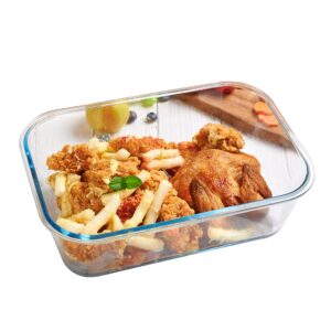 LIFESENCE 5400ml Extra-Large Glass Container with Lid Glass Food Box, 180OZ Rectangle Glass Casserole & Baking Dish withLocking Lid Serving Storing Food for Soups, Speaghetti and Meatballs