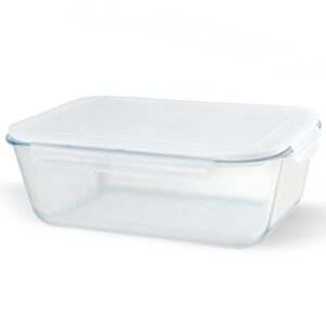 LIFESENCE 5400ml Extra-Large Glass Container with Lid Glass Food Box, 180OZ Rectangle Glass Casserole & Baking Dish withLocking Lid Serving Storing Food for Soups, Speaghetti and Meatballs