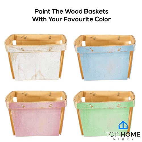 Top Home Store One Pint Wooden Gift Baskets (25 Pack); for Picking Fruit or Arts, Crafts and Decor; 4"x4"x2.5" Square Vented Wood Boxes