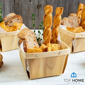 Top Home Store One Pint Wooden Gift Baskets (25 Pack); for Picking Fruit or Arts, Crafts and Decor; 4"x4"x2.5" Square Vented Wood Boxes