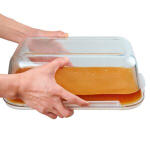 LIFESENCE 5400ml Extra-Large Glass Container with Lid Glass Food Box, 180OZ Rectangle Glass Casserole & Baking Dish withLocking Lid Serving Storing Food for Soups, Speaghetti and Meatballs