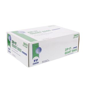 Royal Double Zipper Quart Bags, 7" x 8", Package of 500