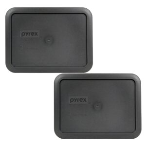 pyrex 7210-pc 3-cup charcoal grey plastic food storage lid, made in usa - 2 pack