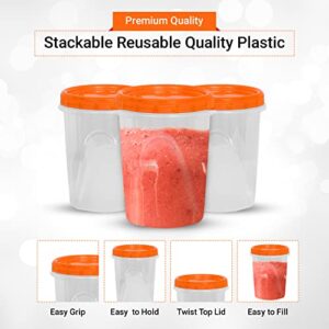 [Orange - 12 Pk]Airtight Deli Containers with Lids Twist Lock Top Clear Food Storage for Meal Prep Snacks and Leftovers Freezer and Microwave Safe Stackable Leak-Resistant and 12 Pc. Set (32 Ounce)