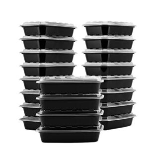 Snap Pak Plastic Food Storage, Meal Prep, Take-Out Delivery Container Rectangular, 25 Count (Pack of 1), Black Base/Clear Lid