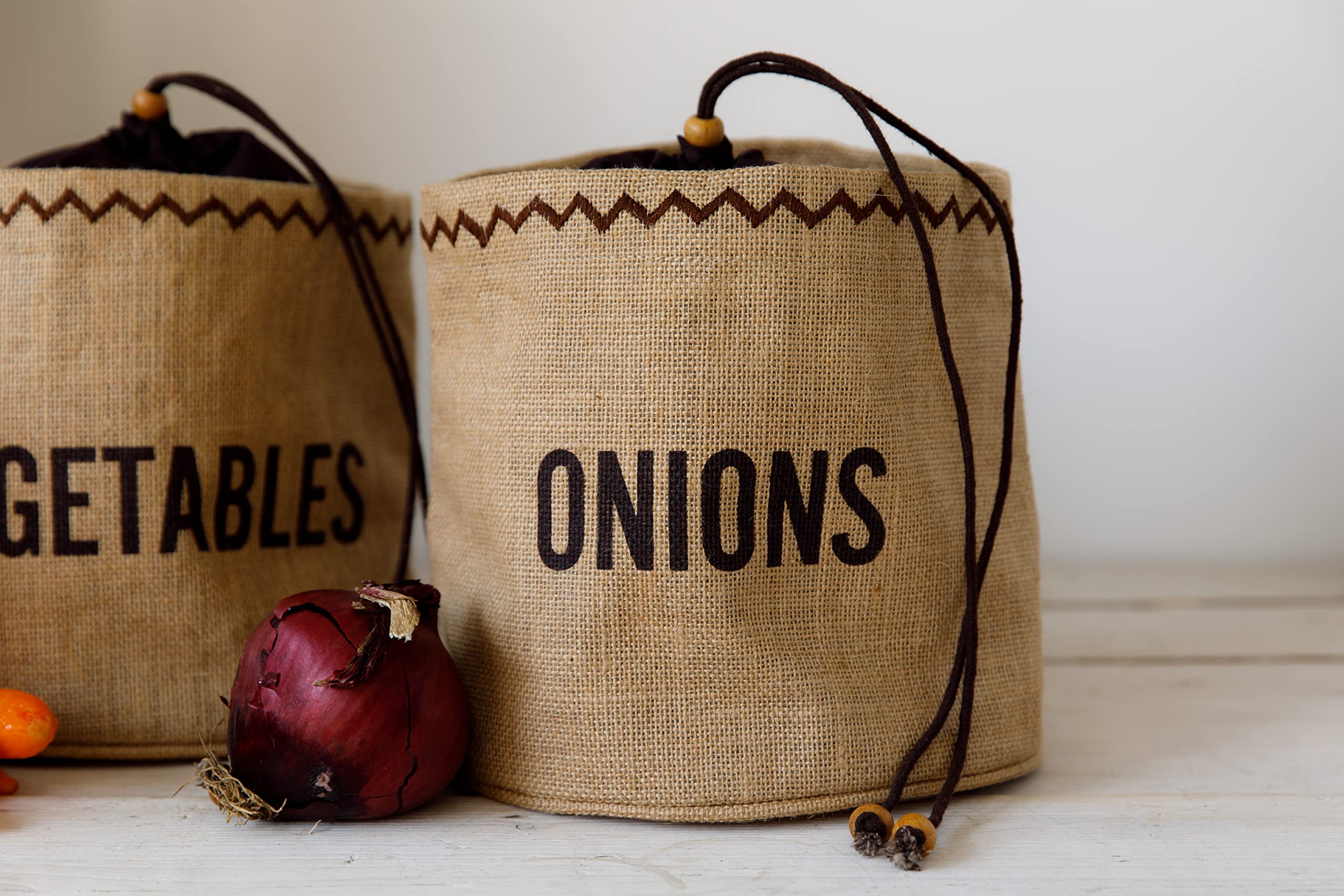 NATURAL ELEMENTS Onion Bag with Blackout Lining, Fabric, 20 x 20 cm, Brown