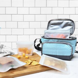 rezip 10-Pack Flat Reusable Lunch Bags | BPA-Free, Food Grade, Leakproof, Freezer and Dishwasher Safe | 10 Sandwich/Lunch Bags (3.5 Cup / 28-Ounce) | Clear