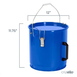 Crutello Grease Disposal Bucket - 6 Gallon Fryer Oil Disposal Caddy Transport Container with Locking Lid for Hot Cooking Oil