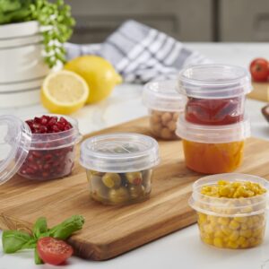 PLASTICPRO 12 Pack Twist Cap Food Storage Containers with Clear Screw on Lid- 4 oz Reusable Meal Prep Containers - Small Freezer Containers Microwave Safe Clear Plastic Food Storage