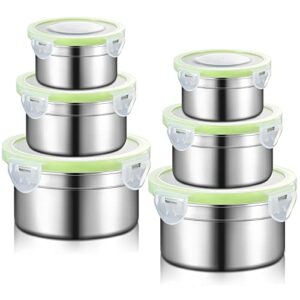 nuanchu 6 pieces stainless steel storage containers snack lunchbox food container with lid for kid metal flour sugar canister stackable for operation christmas gift camping picnic soup salad leftover