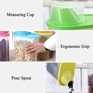 Ansee Cereal Container Food Storage Containers Easy-pour Design with Airtight Lids Measuring Cup BPA-Free Plastic Containers for Rice Snacks Sugar Nuts Pet Food (2 Pack)