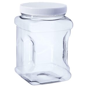 hudson exchange 1/2 gallon plastic grip jar with cap (6 pack), food grade bpa free pet, clear