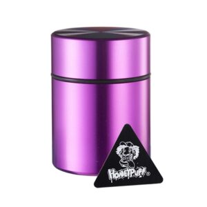 honeypuff 26ml stash jar - airtight water proof smell proof ultraviolet aluminum herb container bottle with rubbler ring (purple)